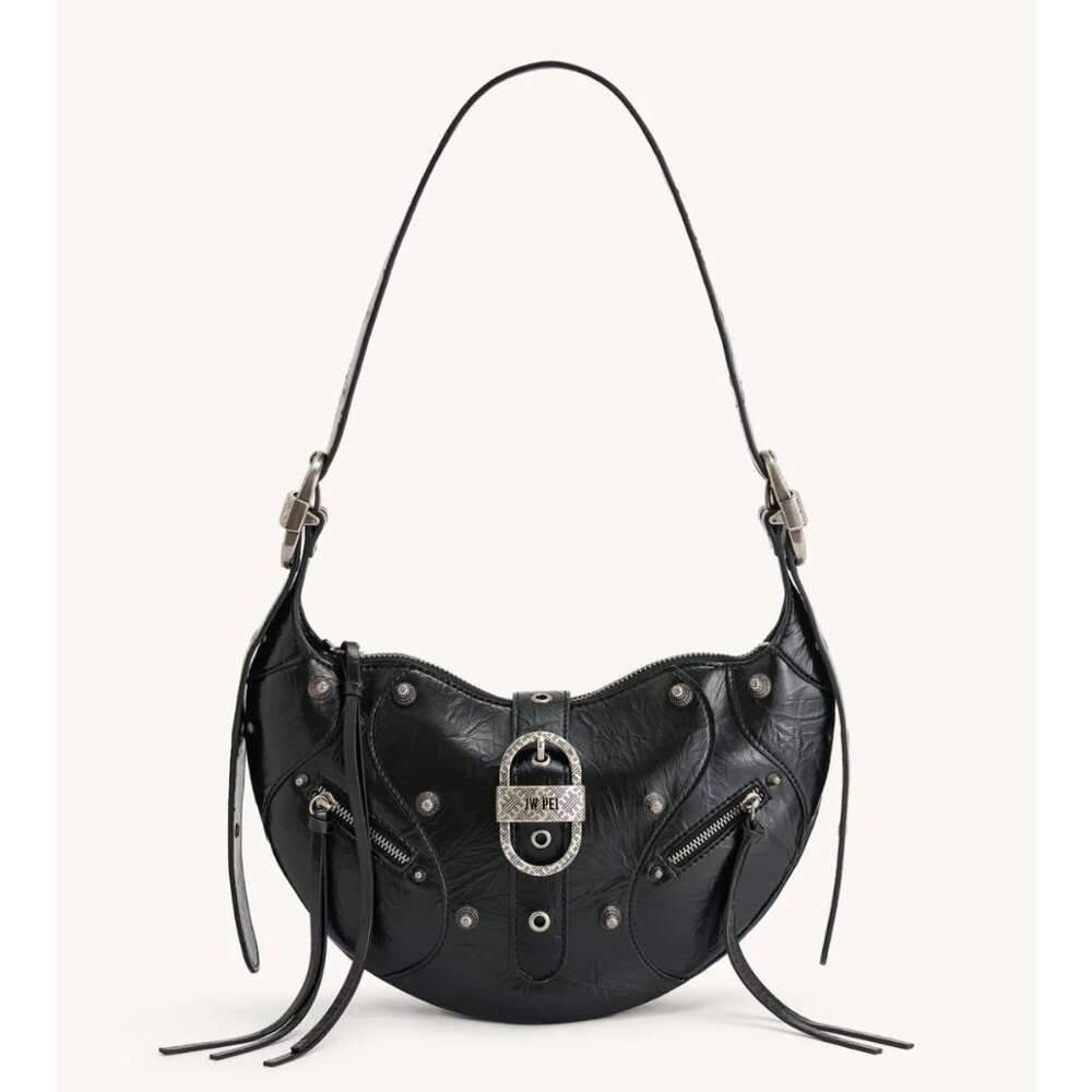 JW Pei Tessa Crushed Shoulder Bag Black With Box